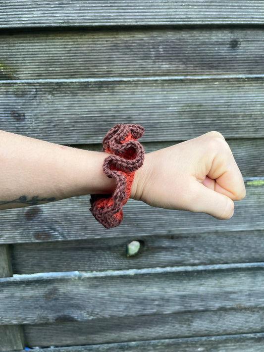 Chouchou Marron Orangé et Marron Foncé