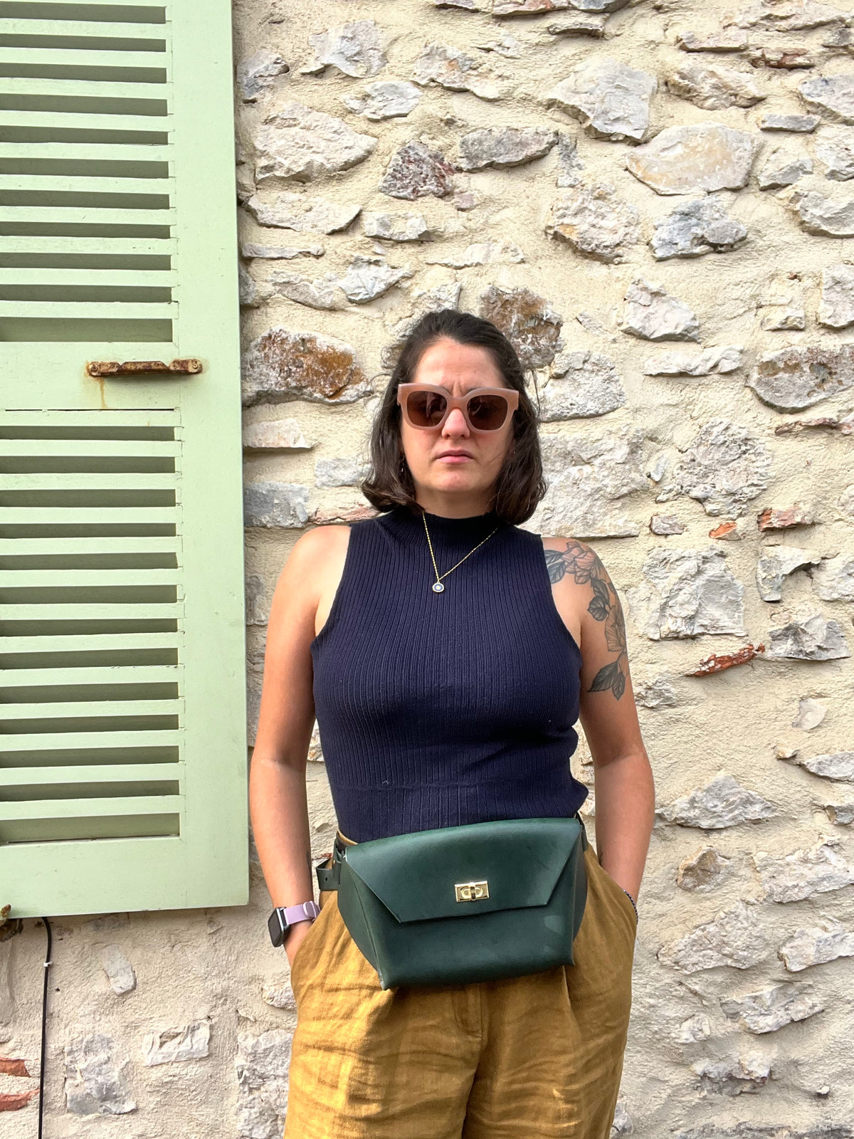 Banane en cuir "grand format" - Maroquinerie artisanale - Fait main