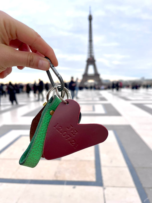 Porte Clé Coeur en cuir - Personnalisable