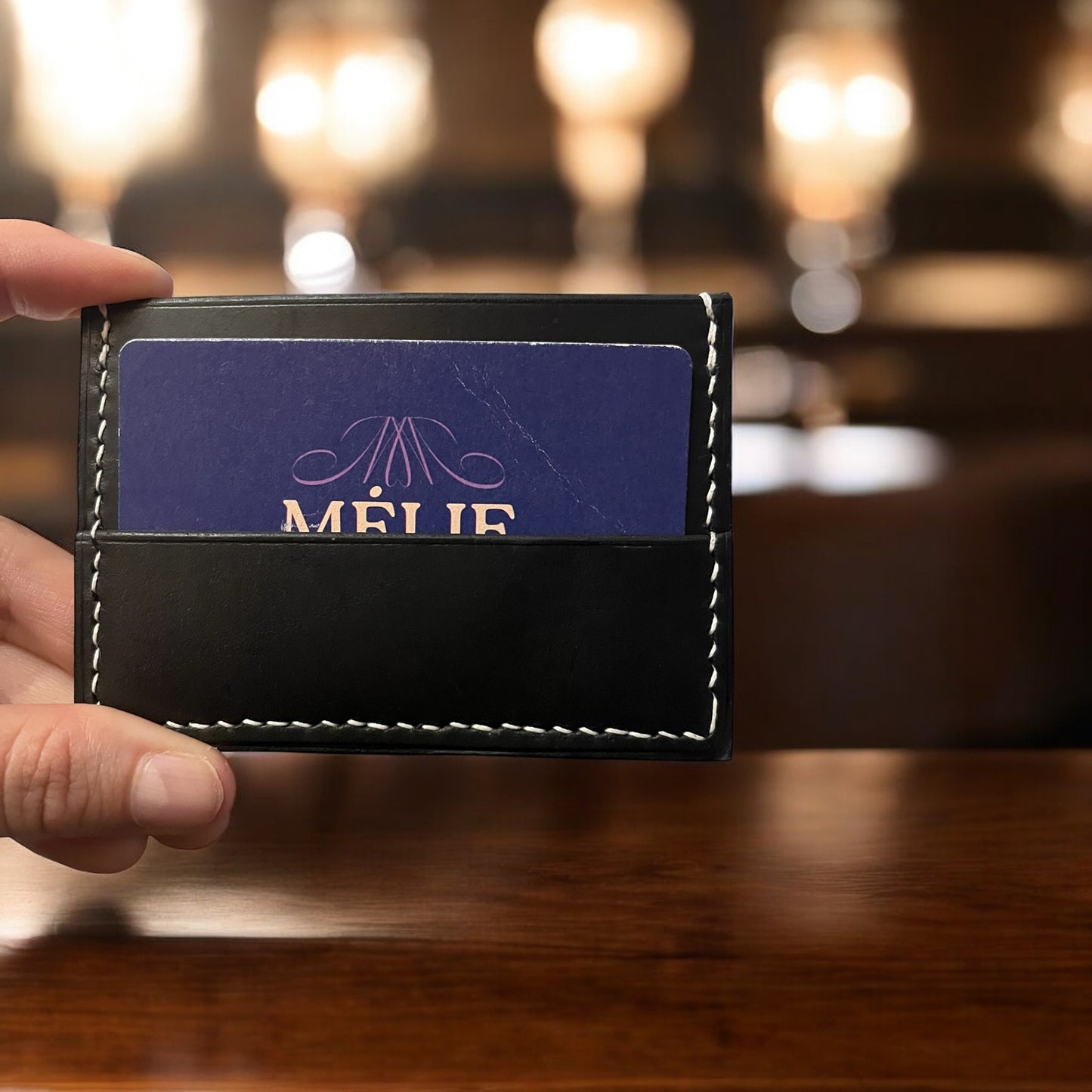 Porte carte NB cuir véritable artisanale