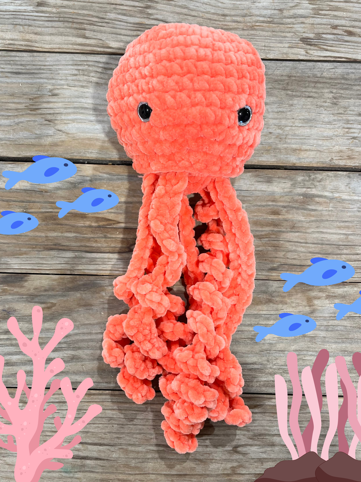 Méduse amigurumi rose saumon