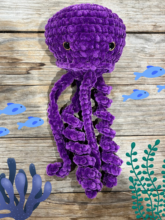 Méduse amigurumi fil à paillettes violet