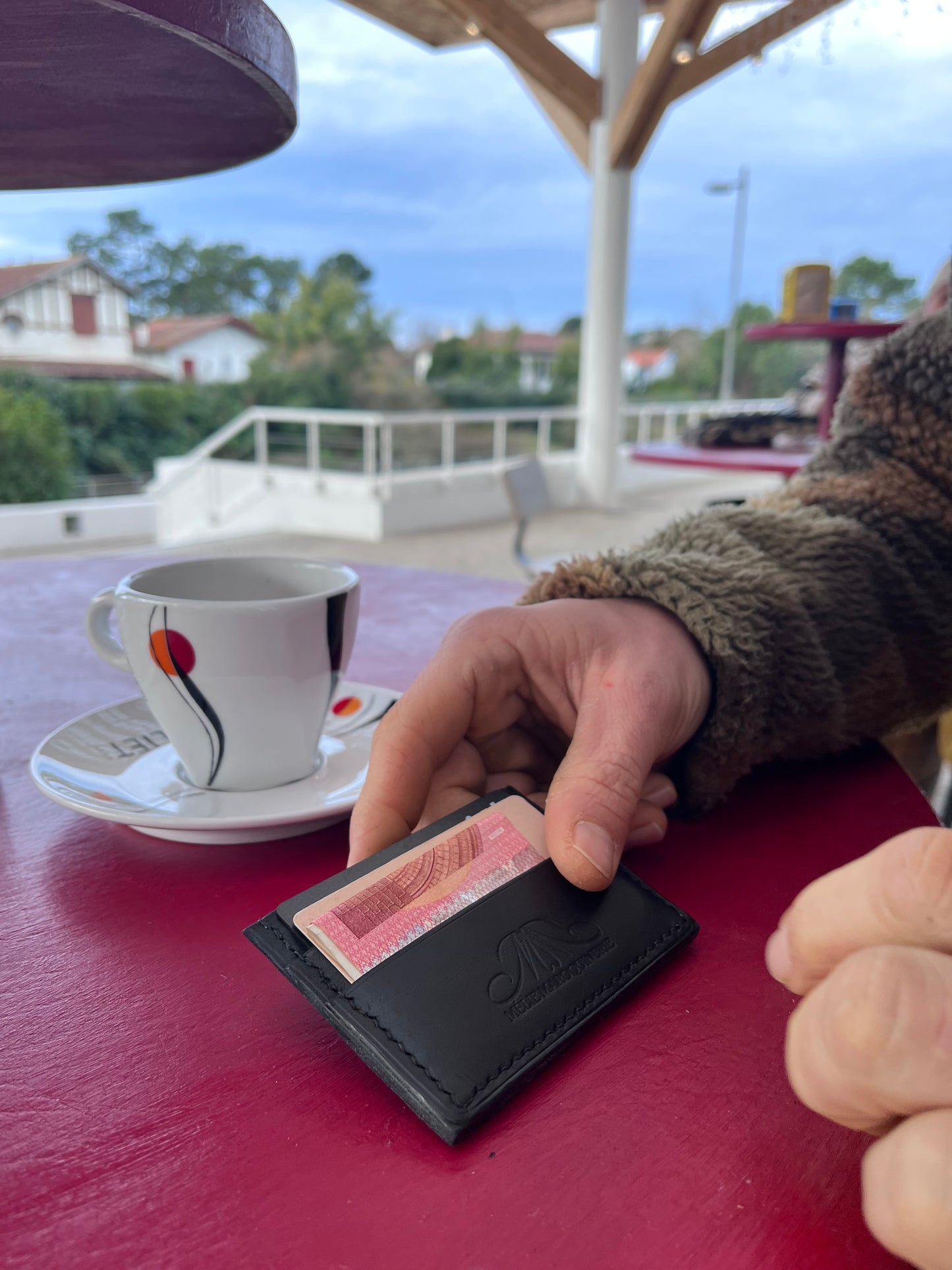 porte carte noir cuir artisanale