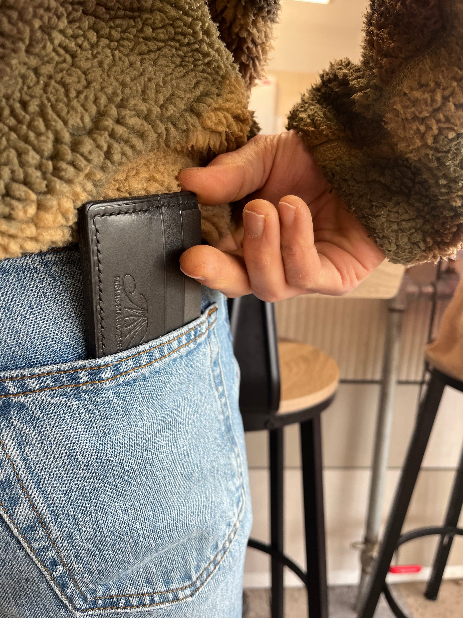 porte carte noir cuir artisanale