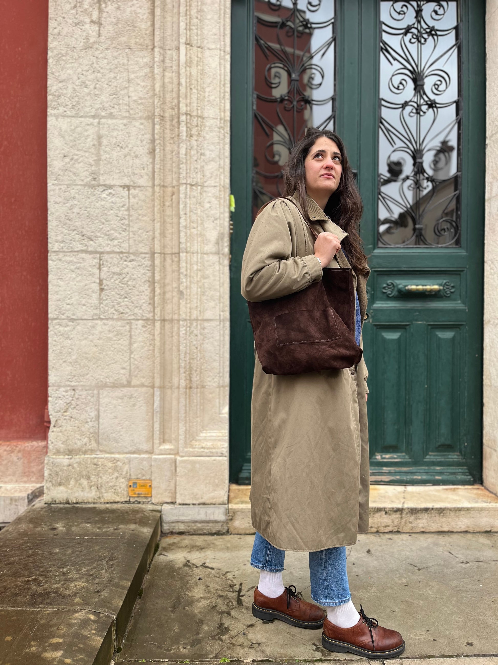 cabas marron cuir artisanale