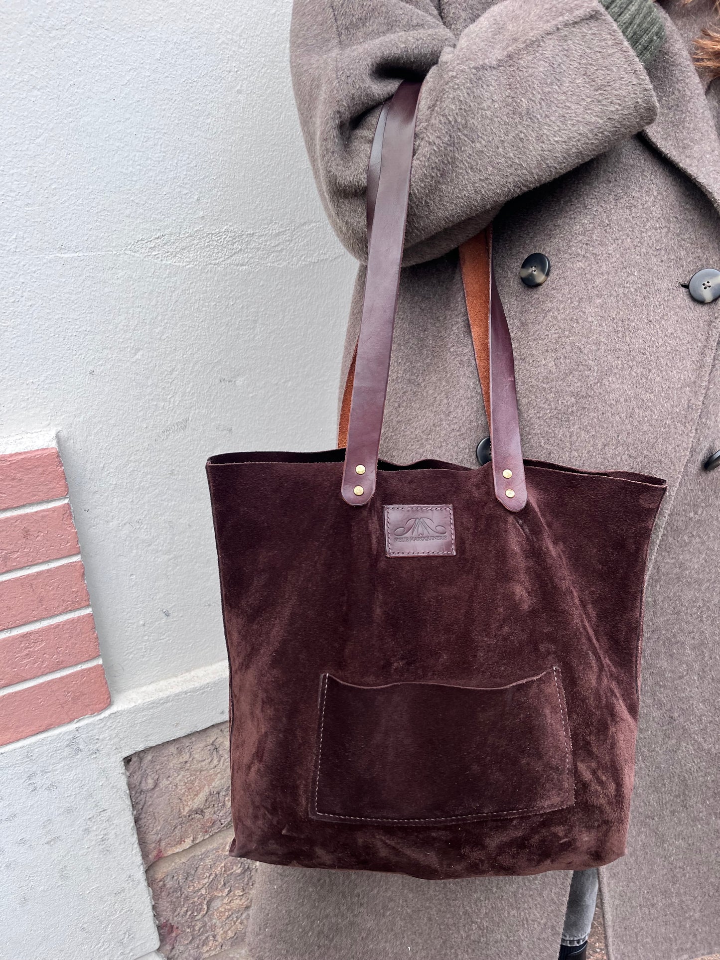 sac cabas noir cuir artisanale